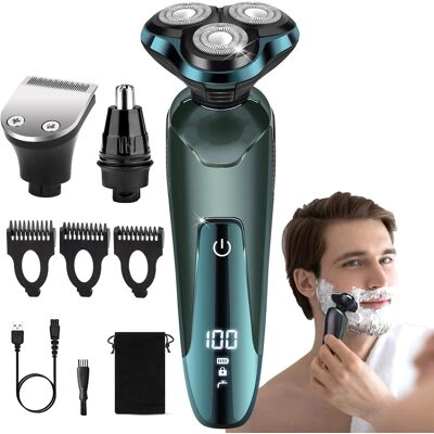 Dazzed Corner - Electric Razor for Men, 3D Rotary Shaver, Wet/Dry, Nose Trimmer - Green Dazzed Corner - Electric Razor for Men, 3D Rotary Shaver, Wet/Dry, Nose Trimmer - Green