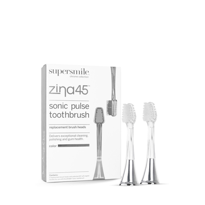 SuperSmile - Zina45™ Sonic Pulse Toothbrush Replacement Heads (2 pack) - Chrome Silver SuperSmile - Zina45™ Sonic Pulse Toothbrush Replacement Heads (2 pack) - Chrome Silver