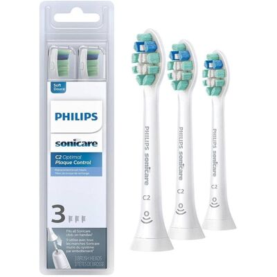 Philips - Sonicare Genuine C2 Optimal Plaque Control Toothbrush Heads - 3 Brush Heads - HX9023/65 - White Philips - Sonicare Genuine C2 Optimal Plaque Control Toothbrush Heads - 3 Brush Heads - HX9023/65 - White