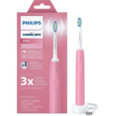 Philips - Sonicare 3100 Electric Toothbrush with Pressure Sensor, Deep HX3681/06 - Pink Philips - Sonicare 3100 Electric Toothbrush with Pressure Sensor, Deep HX3681/06 - Pink