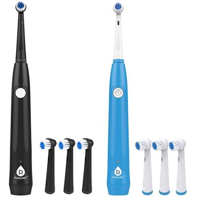 Him’s and Her’s Pursonic USB Rechargeable Rotary Toothbrush Bundle – Black & White Set with 6 Brush Heads - Multicolor Him’s and Her’s Pursonic USB Rechargeable Rotary Toothbrush Bundle – Black & White Set with 6 Brush Heads - Multicolor