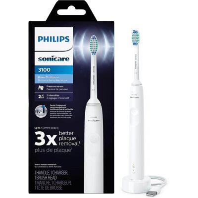Philips - Sonicare 3100 Electric Toothbrush with Pressure Sensor, HX3681/03 - White Philips - Sonicare 3100 Electric Toothbrush with Pressure Sensor, HX3681/03 - White