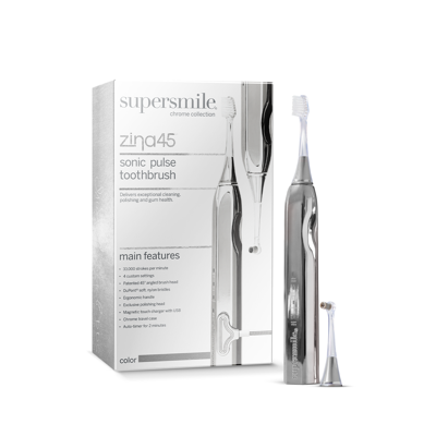SuperSmile - Zina45™ Sonic Pulse Toothbrush with Case - Chrome Silver SuperSmile - Zina45™ Sonic Pulse Toothbrush with Case - Chrome Silver