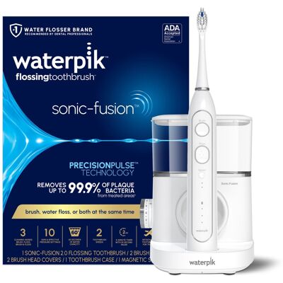 Waterpik - Sonic-Fusion 2.0 Flossing Electric Toothbrush with Water Flosser Combo In One, ADA Accepted - White Waterpik - Sonic-Fusion 2.0 Flossing Electric Toothbrush with Water Flosser Combo In One, ADA Accepted - White