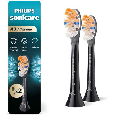 Philips Sonicare - A3 All-in-One - Replacement Brush Heads, 2 Pack - Black Philips Sonicare - A3 All-in-One - Replacement Brush Heads, 2 Pack - Black
