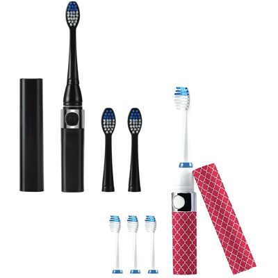 Pursonic - Black & Pink Portable Sonic Toothbrush Bundle – Powerful On-the-Go Oral Care with 2 Travel-Ready Toothbrushes - Multicolor Pursonic - Black & Pink Portable Sonic Toothbrush Bundle – Powerful On-the-Go Oral Care with 2 Travel-Ready Toothbrushes - Multicolor