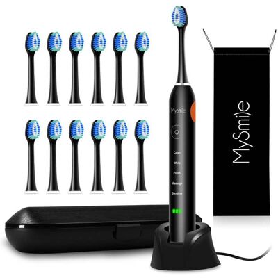 MySmile - Elite Sonic Toothbrush & Replacement Heads Bundle - Black MySmile - Elite Sonic Toothbrush & Replacement Heads Bundle - Black
