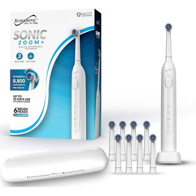 Supersonic - TB-1000 Sonic Zoom+ Electric Toothbrush 8,800 OPM 3 Modes 6 Heads Travel Case Wireless Charging Supersonic - TB-1000 Sonic Zoom+ Electric Toothbrush 8,800 OPM 3 Modes 6 Heads Travel Case Wireless Charging