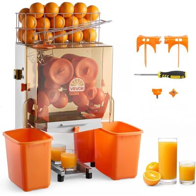 VEVOR - Commercial Orange Juicer Machine, 120W Electric Orange Juice Press, Stainless Steel Orange Squeezer for 20 per Minute - Orange;Silver VEVOR - Commercial Orange Juicer Machine, 120W Electric Orange Juice Press, Stainless Steel Orange Squeezer for 20 per Minute - Orange;Silver