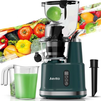 Aeitto - 3.3" Wide Feed Chute Slow Juicer Machine, Masticating Juicer for Fruits and Vegetables - Green Aeitto - 3.3" Wide Feed Chute Slow Juicer Machine, Masticating Juicer for Fruits and Vegetables - Green