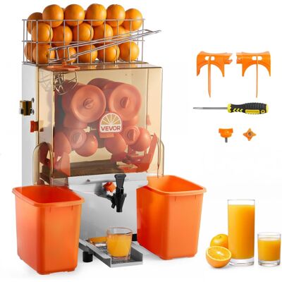 VEVOR - Commercial Orange Juicer Machine, 120W Electric Orange Juice Press, Stainless Steel Orange Squeezer for 20 per Minute - Orange;Silver VEVOR - Commercial Orange Juicer Machine, 120W Electric Orange Juice Press, Stainless Steel Orange Squeezer for 20 per Minute - Orange;Silver