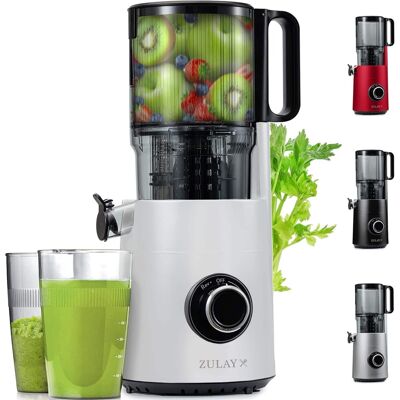 Zulay Kitchen - Cold Press Slow Masticating Juicer 5 Inches Wide Chute - White Zulay Kitchen - Cold Press Slow Masticating Juicer 5 Inches Wide Chute - White