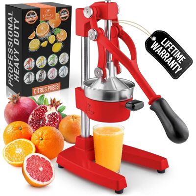 Zulay Kitchen - Cast-Iron Manual Citrus Press & Orange Squeezer Juicer - Red Zulay Kitchen - Cast-Iron Manual Citrus Press & Orange Squeezer Juicer - Red