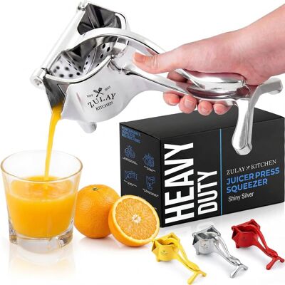 Zulay Kitchen - Manual Fruit Juicer- Heavy Duty Juice Press Squeezer with Detachable Lever & Removable Strainer - Silver Zulay Kitchen - Manual Fruit Juicer- Heavy Duty Juice Press Squeezer with Detachable Lever & Removable Strainer - Silver