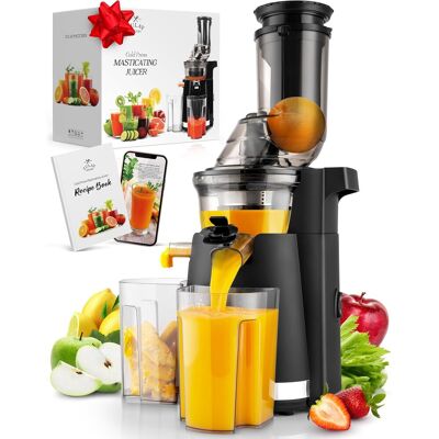 Zulay Kitchen - Fruit Press Machine - Masticating Juicer Machine with High Yield, Quiet Motor, & Reverse Function - Black Zulay Kitchen - Fruit Press Machine - Masticating Juicer Machine with High Yield, Quiet Motor, & Reverse Function - Black