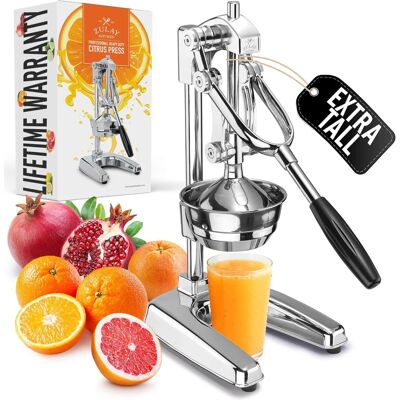 Zulay Kitchen - Professional Citrus Juicer - Heavy Duty Manual Orange Juicer and Lime Squeezer Press Stand - Chrome Zulay Kitchen - Professional Citrus Juicer - Heavy Duty Manual Orange Juicer and Lime Squeezer Press Stand - Chrome