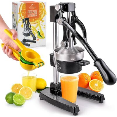 Zulay Kitchen - Cast Iron Citrus Press Juicer w/ Stainless Steel Lemon Squeezer - Black Zulay Kitchen - Cast Iron Citrus Press Juicer w/ Stainless Steel Lemon Squeezer - Black