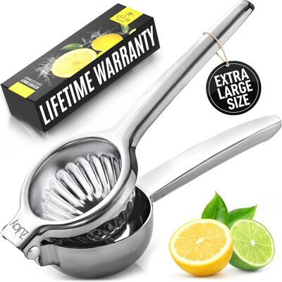 Zulay Kitchen - Extra Large Lemon Squeezer Stainless Steel - Easy Squeeze Heavy Duty Lemon Juicer Hand Press - Silver Zulay Kitchen - Extra Large Lemon Squeezer Stainless Steel - Easy Squeeze Heavy Duty Lemon Juicer Hand Press - Silver