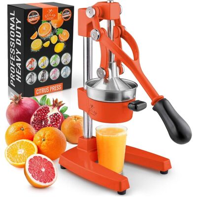 Zulay Kitchen - Cast-Iron Manual Citrus Press & Squeezer Juicer - Orange Zulay Kitchen - Cast-Iron Manual Citrus Press & Squeezer Juicer - Orange