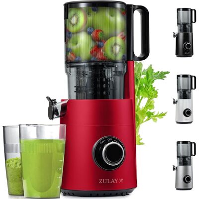 Zulay Kitchen - Cold Press Slow Masticating Juicer 5 Inches Wide Chute - Red Zulay Kitchen - Cold Press Slow Masticating Juicer 5 Inches Wide Chute - Red