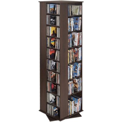 VEVOR - Media Storage Cabinet, CD Rack Tower, 34 Compartments Rotating Media Tower Rack for CDs, DVDs, Books and Game Discs - Dark brown VEVOR - Media Storage Cabinet, CD Rack Tower, 34 Compartments Rotating Media Tower Rack for CDs, DVDs, Books and Game Discs - Dark brown