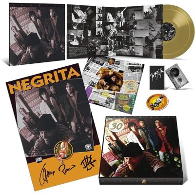 Universal Italy UMG - Negrita - Negrita Trenta - Gold Vinyl, Cassette, Autographed Poster, Patch & Photobook - VINYL LP Universal Italy UMG - Negrita - Negrita Trenta - Gold Vinyl, Cassette, Autographed Poster, Patch & Photobook - VINYL LP
