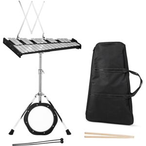 Costway - 30 Notes Percussion Glockenspiel Bell Kit with Practice Pad Mallets Sticks Stand - Black,Silver Costway - 30 Notes Percussion Glockenspiel Bell Kit with Practice Pad Mallets Sticks Stand - Black,Silver