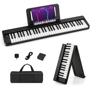 Gymax - 61-Key Folding Piano Keyboard Portable Electric Piano w/ Full Size Keys Music Stand - Black Gymax - 61-Key Folding Piano Keyboard Portable Electric Piano w/ Full Size Keys Music Stand - Black