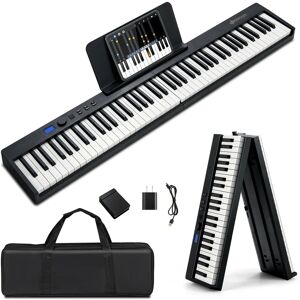 Costway - 88-Key Folding Electric Piano Keyboard Semi Weighted Full Size MIDI Toy - Black Costway - 88-Key Folding Electric Piano Keyboard Semi Weighted Full Size MIDI Toy - Black