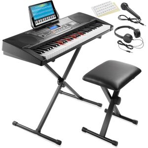 Ashthorpe - 61-Key Electronic Keyboard Piano w Lighted Keys - Stand - Stool and More - Black Ashthorpe - 61-Key Electronic Keyboard Piano w Lighted Keys - Stand - Stool and More - Black
