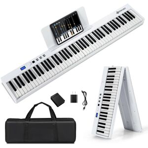 Costway - 88-Key Folding Electric Piano Keyboard Semi Weighted Full Size MIDI Toy - White Costway - 88-Key Folding Electric Piano Keyboard Semi Weighted Full Size MIDI Toy - White