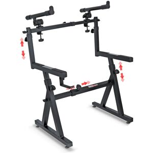 5 CORE - Dual Keyboard Stand Z Style Heavy Duty 2 Tier Piano Stands w Adjustable Arm for 54 61 88 Keys - Black 5 CORE - Dual Keyboard Stand Z Style Heavy Duty 2 Tier Piano Stands w Adjustable Arm for 54 61 88 Keys - Black