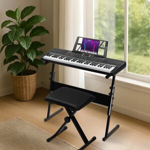 Winado - 61 Key Keyboard Piano Electric Keyboard w/Lighted Keys, Electric Piano Set with Headphones, Microphone, Music Rest Winado - 61 Key Keyboard Piano Electric Keyboard w/Lighted Keys, Electric Piano Set with Headphones, Microphone, Music Rest