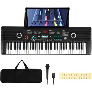 Costway - 61 Keys Kids Piano Keyboard with Carry Bag Microphone Sheet Stand Power Supply - Black Costway - 61 Keys Kids Piano Keyboard with Carry Bag Microphone Sheet Stand Power Supply - Black