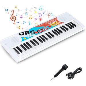 Costway - 49 Keys Portable Electric Keyboard Piano with 8 Rhythms, 8 Tones & 10 Demos - White Costway - 49 Keys Portable Electric Keyboard Piano with 8 Rhythms, 8 Tones & 10 Demos - White