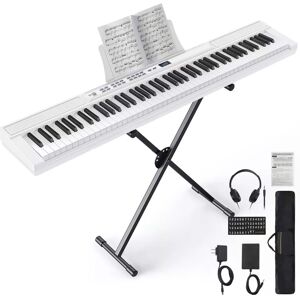 Sugift - White 88 Key Digital Piano Keyboard with Stand Full-Size Semi-Weighted Electric Piano - Black Sugift - White 88 Key Digital Piano Keyboard with Stand Full-Size Semi-Weighted Electric Piano - Black