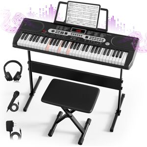 Sugift - 61-Key Electric Keyboard Piano Set with Adjustable Stand & Stool - Black Sugift - 61-Key Electric Keyboard Piano Set with Adjustable Stand & Stool - Black