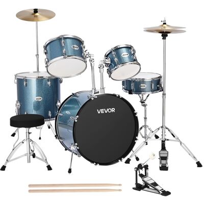 VEVOR - Drum Set, 5-Piece 22 in Junior Drum Sets, Beginner Drums Set with Adjustable Throne, Cymbal, and Drumsticks - Gravel Blue VEVOR - Drum Set, 5-Piece 22 in Junior Drum Sets, Beginner Drums Set with Adjustable Throne, Cymbal, and Drumsticks - Gravel Blue