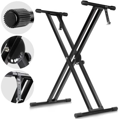 CAHAYA - Adjustable Keyboard Stand Double Braced X Style Digital Piano Stand with Locking Straps for 61 76 88 Keys CY0245 CAHAYA - Adjustable Keyboard Stand Double Braced X Style Digital Piano Stand with Locking Straps for 61 76 88 Keys CY0245