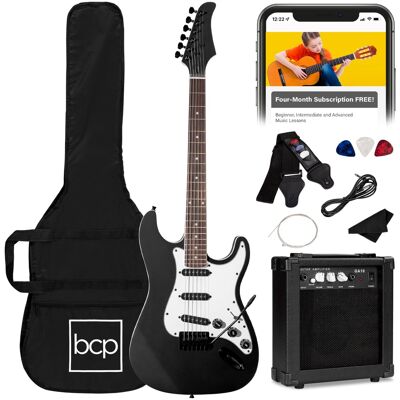 Best Choice Products - 39in Full Size Beginner Electric Guitar Kit with Case, Strap, Amp, Whammy Bar - Jet Black Best Choice Products - 39in Full Size Beginner Electric Guitar Kit with Case, Strap, Amp, Whammy Bar - Jet Black