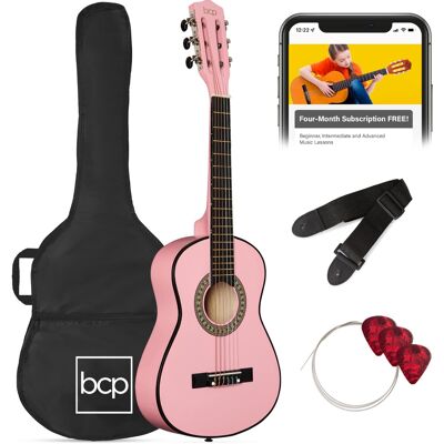 Best Choice Products - 30in Kids Acoustic Guitar Beginner Starter Kit w/ Strap, Case, Strings - Pink Best Choice Products - 30in Kids Acoustic Guitar Beginner Starter Kit w/ Strap, Case, Strings - Pink