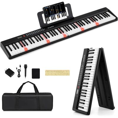 Gymax - 88-Key Piano Keyboard Foldable Full Size Semi Weighted Electronic Keyboard - Black Gymax - 88-Key Piano Keyboard Foldable Full Size Semi Weighted Electronic Keyboard - Black