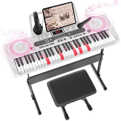 Sugift - 61 Keys Keyboard Piano, Electric Digital Piano Set with Stand, Bench, Headphones, Built-in Speakers - White Sugift - 61 Keys Keyboard Piano, Electric Digital Piano Set with Stand, Bench, Headphones, Built-in Speakers - White