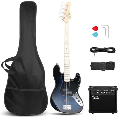 Winado - Bass Guitar Full Size 4 String Exquisite Stylish Bass with Guitar Bag Power Line and Wrench Tool (Dark Blue, With AMP) Winado - Bass Guitar Full Size 4 String Exquisite Stylish Bass with Guitar Bag Power Line and Wrench Tool (Dark Blue, With AMP)