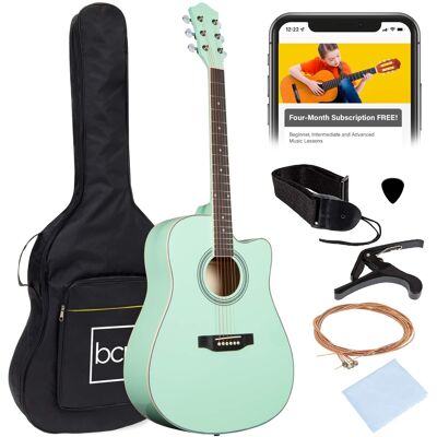 Best Choice Products - 41in Full Size Beginner Acoustic Guitar Set with Case, Strap, Capo, Strings - SoCal Green Best Choice Products - 41in Full Size Beginner Acoustic Guitar Set with Case, Strap, Capo, Strings - SoCal Green