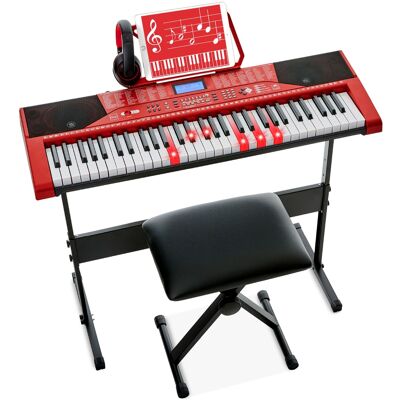 Best Choice Products - 61-Key Beginners Complete Electronic Keyboard Piano Set w/ LCD Screen, Lighted Keys - Red Best Choice Products - 61-Key Beginners Complete Electronic Keyboard Piano Set w/ LCD Screen, Lighted Keys - Red