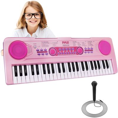 Pyle - Electric Piano, Electric Keyboard Piano, Music Keyboard - 49 Keys, Karaoke Fun, Rechargeable Battery - Pink Pyle - Electric Piano, Electric Keyboard Piano, Music Keyboard - 49 Keys, Karaoke Fun, Rechargeable Battery - Pink