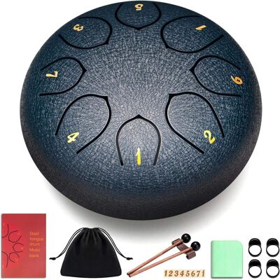 CAHAYA - Steel Rain Drum 6-Inch: 8 Notes Steel Tongue Drum with Mallets Finger Paddles Percussion Handpan CY0372-2 CAHAYA - Steel Rain Drum 6-Inch: 8 Notes Steel Tongue Drum with Mallets Finger Paddles Percussion Handpan CY0372-2