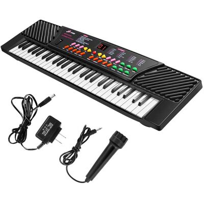 Costway - 54 Keys Electronic Music Keyboard Kid Piano Organ W/Mic & Adapter - Black Costway - 54 Keys Electronic Music Keyboard Kid Piano Organ W/Mic & Adapter - Black