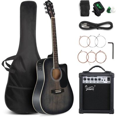 Winado - Full Size 6 Strings Acoustic Electric Guitar Beginner Kit w/ 15W Amp, Cutaway 41 Inch Electric Acoustic Guitar Winado - Full Size 6 Strings Acoustic Electric Guitar Beginner Kit w/ 15W Amp, Cutaway 41 Inch Electric Acoustic Guitar